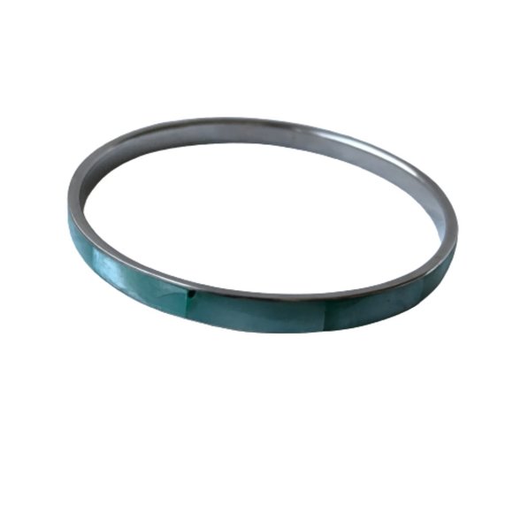 Vintage Shell Inlay Silver Boho Bangle Bracelets - Picture 9 of 16